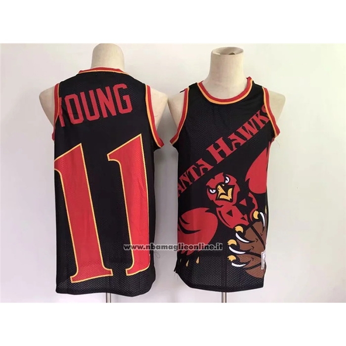 Maglia Atlanta Hawks Trae Young #11 Mitchell & Ness Big Face Nero